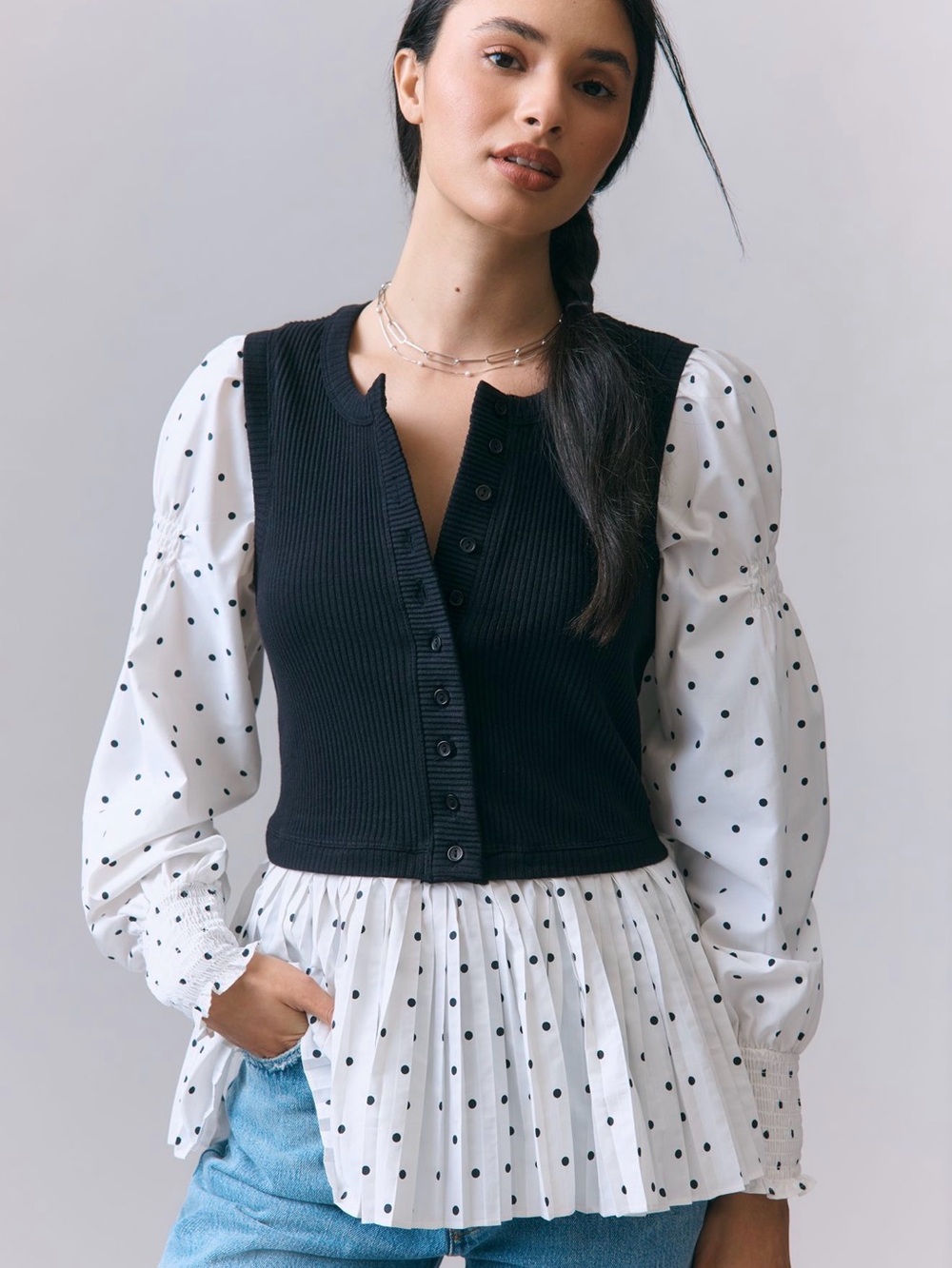 Anthropologie Layered Twofer Long-Sleeve Top
